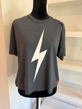 Aviator Nation Charcoal Tee with Rainbow Logo